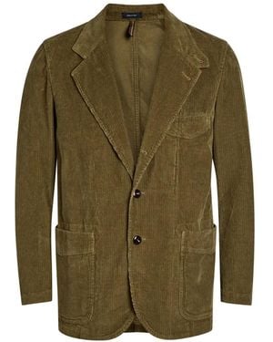 Drake's Corduroy Patch-Pocket Jacket - Green