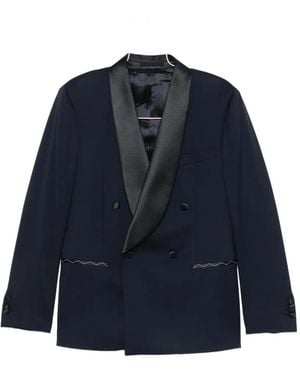 Luigi Bianchi Double-Breasted Satin-Trim Suit - Blue