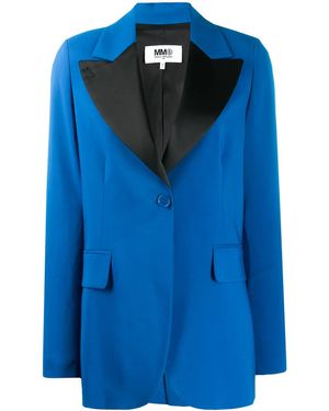 MM6 by Maison Margiela Contrast Lapel Blazer - Blue