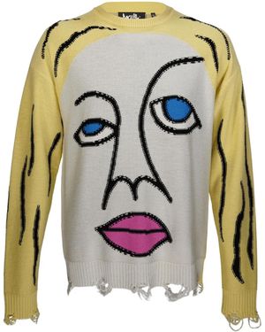 Haculla Jersey con motivo de cara - Gris