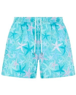 Fedeli Starfish-Print Swim Shorts - Blue