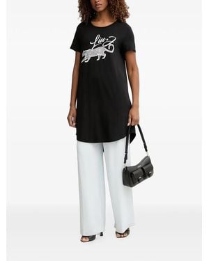 Liu Jo Logo-Print Rhinestone-Embellished Mini Dress - White