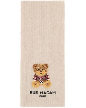 RUE MADAM PARIS Teddy-Patch Logo-Embroidered Scarf - White