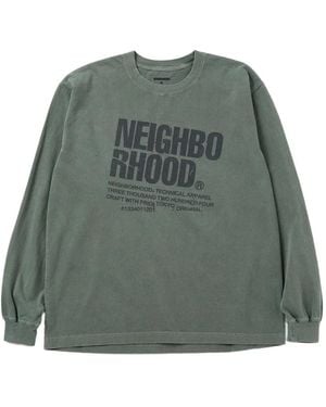 Neighborhood Logo-Print Long-Sleeve T-Shirt - Green