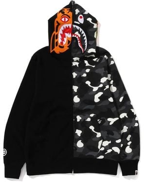 A Bathing Ape City Camo Tiger Shark Zip-Up Hoodie - Black