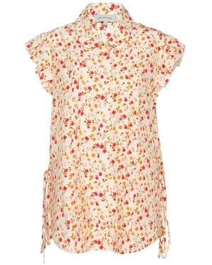 Lee Mathews Gerüschte Bluse Mit Blumenprint - Weiß