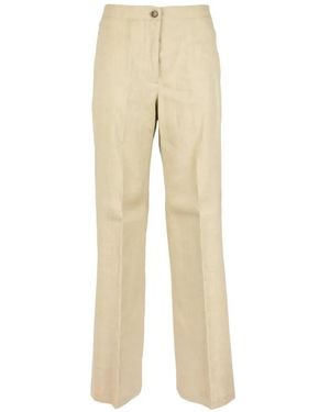 Seventy Elasticated-Waistband Pressed-Crease Pants - Natural