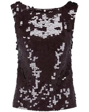 P.A.R.O.S.H. Sequin-Embellished Sleeveless Top - Black