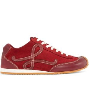 Loewe Logo Appliqué Ballet Runner Sneakers - Red