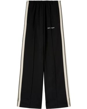 Palm Angels Wide-Leg Trousers With Contrasting Stripe Detail - Black