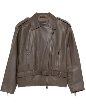 Emporio Armani Leather Jacket - Brown