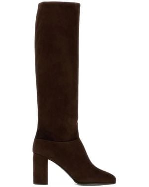 Prada Kniehohe Stiefel Aus Wildleder - Braun