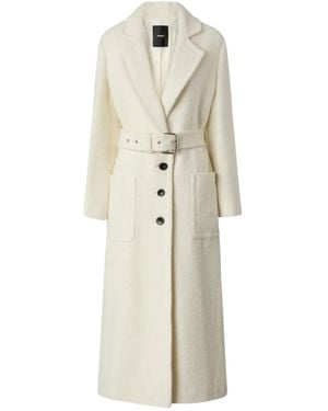Pinko Single-Breasted Belted Coat - White