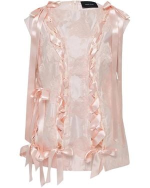 Simone Rocha Ribbon Brocade Unraveling Top - Pink