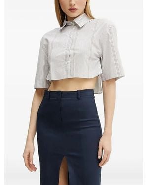 Patrizia Pepe Striped Cropped Shirt - White