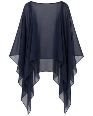 Max Mara Asymmetric Draped Cape - Blue