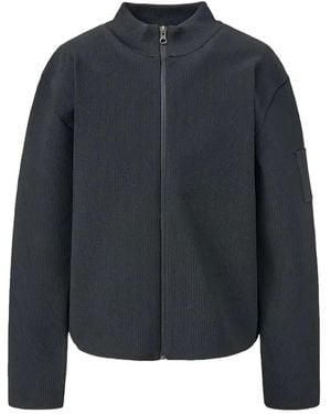 Amomento Mock Neck Ribbed Jacket - Blue