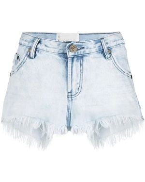 One Teaspoon Florence Frayed-Edge Denim Shorts - Blue
