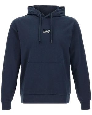 EA7 Stretch-Cotton Hoodie - Blue