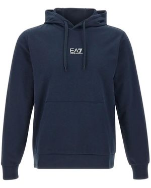 EA7 Stretch-cotton hoodie - Azul