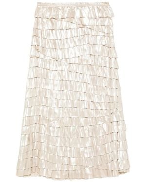 Ulla Johnson Ruffled Metallic-Effect Midi Skirt - Natural
