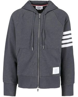 Thom Browne 4-Bar Stripe Zip-Up Hoodie - Gray