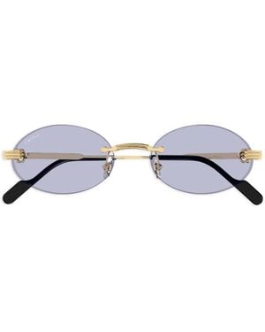 Cartier Sonnenbrille Mit Ovalem Gestell - Weiß
