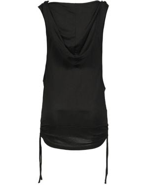 BOHEMSEO Cowl-Neck Sleeveless Hoodie - Black