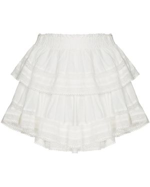 LoveShackFancy Lace-trim Cotton Miniskirt - White