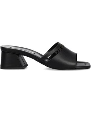KARL LAGERFELD Block-Heeled Open-Toe Sandals - Black
