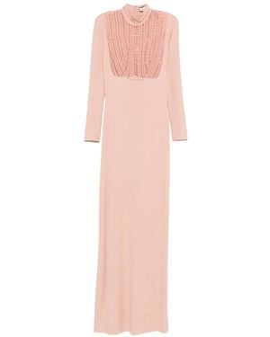 Elisabetta Franchi Beaded Long-Sleeve Maxi Dress - Pink