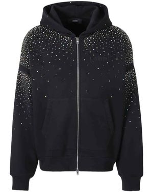 Amiri Hoodie Zippé À Ornement En Cristal - Noir