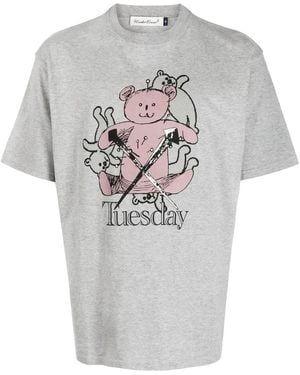 Undercover T-Shirt Mit Grafischem Print - Grau