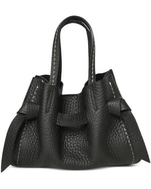 VISONA Small Vittorina Leather Tote Bag - Black