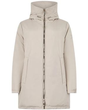 Moorer Ivory-Str Padded Hooded Coat - Natural