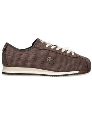 Lacoste Woven-Effect Logo-Patch Sneakers - Brown
