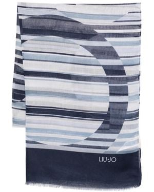 Liu Jo Striped Patterned Scarf - Blue