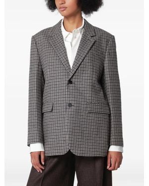 DUNST Check-Pattern Single-Breasted Blazer - Grey