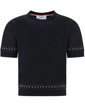 Thom Browne Snowflake-Embroidery Crew-Neck T-Shirt - Black