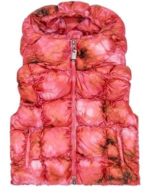 DIESEL Sleeveless Tie-dye Puffer Jacket - Red