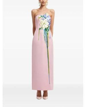 LEO LIN Rayna Floral-Embroidered Strapless Maxi Dress - Pink