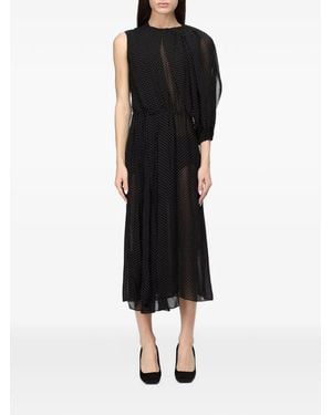 CRI.DA Electra Polka-Dot Asymmetric Midi Dress - Black