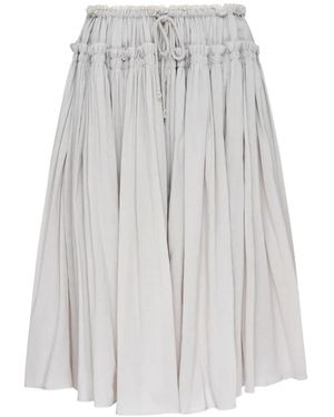 GLOWNY Lace-Trim Gathered Midi Skirt - White