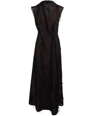 GIUSEPPE DI MORABITO Feather-Embellished Bead-Embellished Maxi Dress - Black