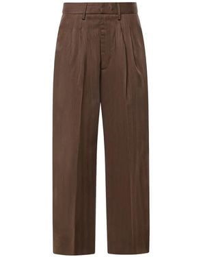 Dondup Herringbone Pleated Trousers - Brown