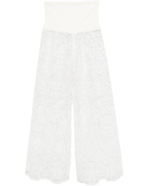 Maurizio Braschi Lace Wide-Leg Trousers - White