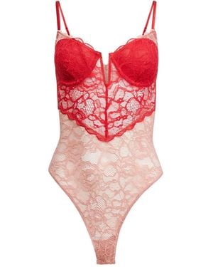 Fleur du Mal Body Con Corazón De Encaje - Rojo