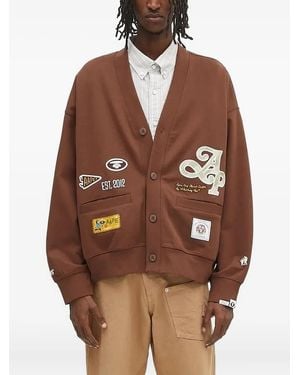 Aape By A Bathing Ape Cárdigan con parches bordados - Marrón