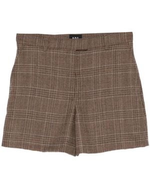 A.P.C. Checked Wool Shorts - Brown