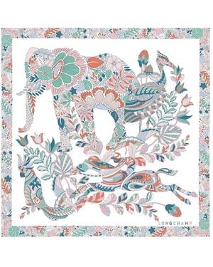 Longchamp Forêt Silk Scarf - Green